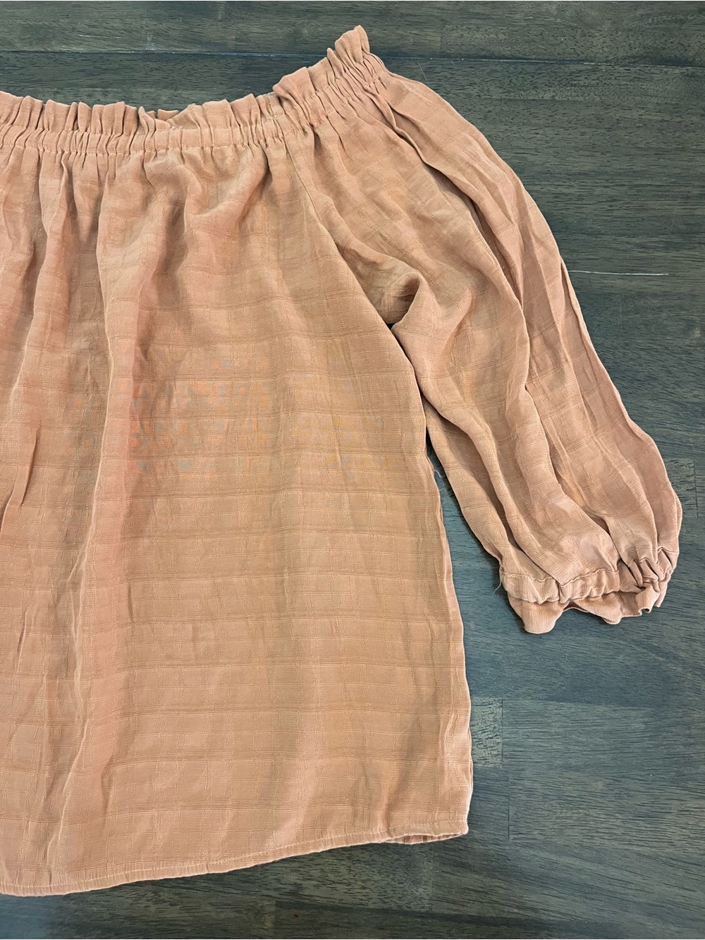 Ann Taylor Factory Off-the-Shoulder Ruched Neckline Blouse Burnt Orange Sz Large - Picture 4 of 8